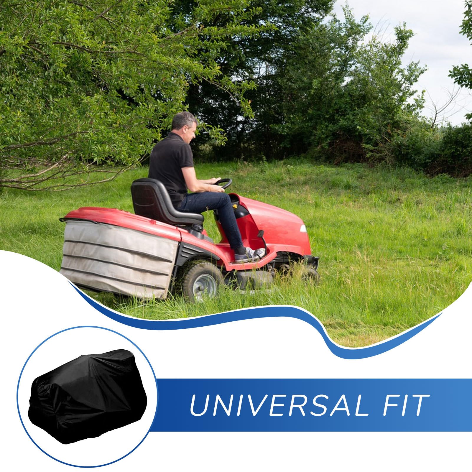 Cubierta de cortacésped, cubierta para cortacésped, cubierta para tractor de césped impermeable | Protectores resistentes a los rayos UV con bolsa de almacenamiento para exteriores, jardín