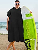 Vista 2 de SUN CUBE Poncho de surf cambiador con capucha Toalla de microfibra absorbente de secado rápido con bolsillo para surfear, hombres y mujeres