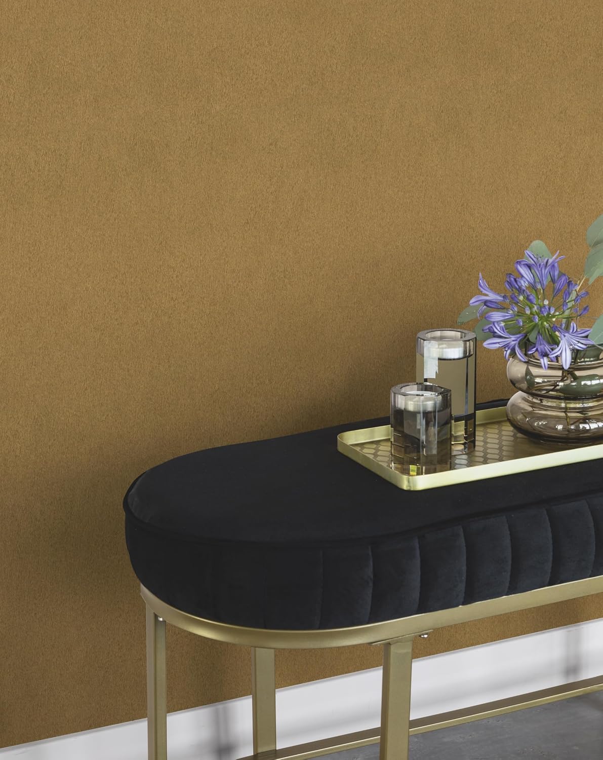 Rasch Wallpaper 751031 - Golden Non-Woven Wallpaper with Fur Look, Fur Texture from The African Queen Collection