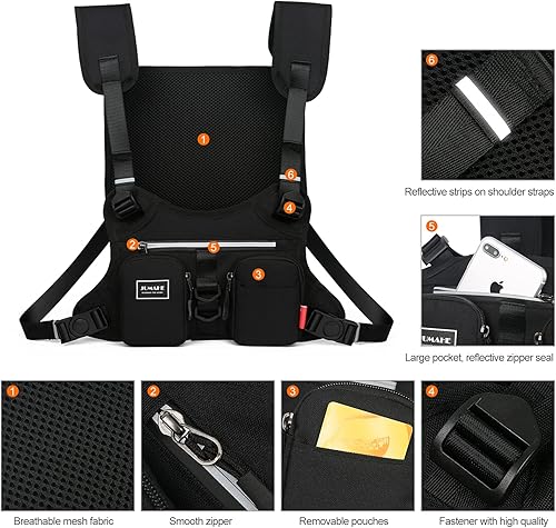 Miniatura 3 de Mochila para correr, chaleco para teléfono celular y accesorios, paquete ligero para caminar en bicicleta, black3, Moderno