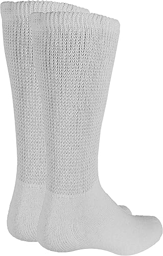 Miniatura 7 de Truform Calcetines diabéticos para hombres y mujeres, estilo médico, longitud media, altura de media pantorrilla, 3 pares, blanco, grande