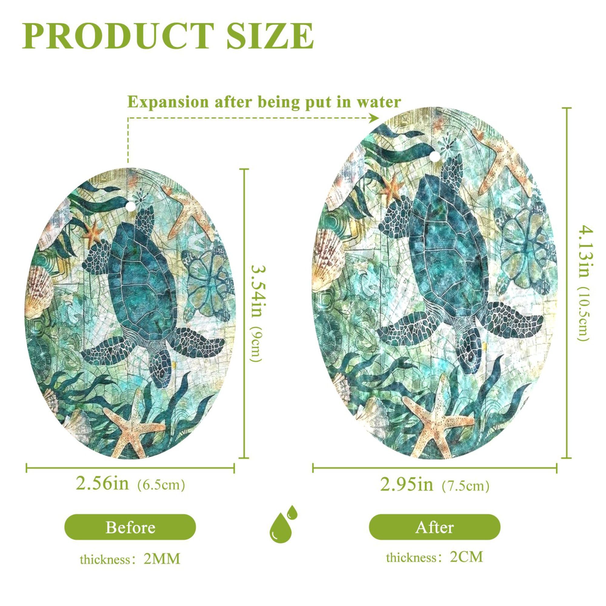 Sea Turtle Nautical Theme Scrub Sponges Expanding Coastal Starfish Shell Kitchen Cleaning Sponge Washing Dishes Non-Scratch Compressed Sponges Foam Compostable Pop up Sponges 3 Pieces