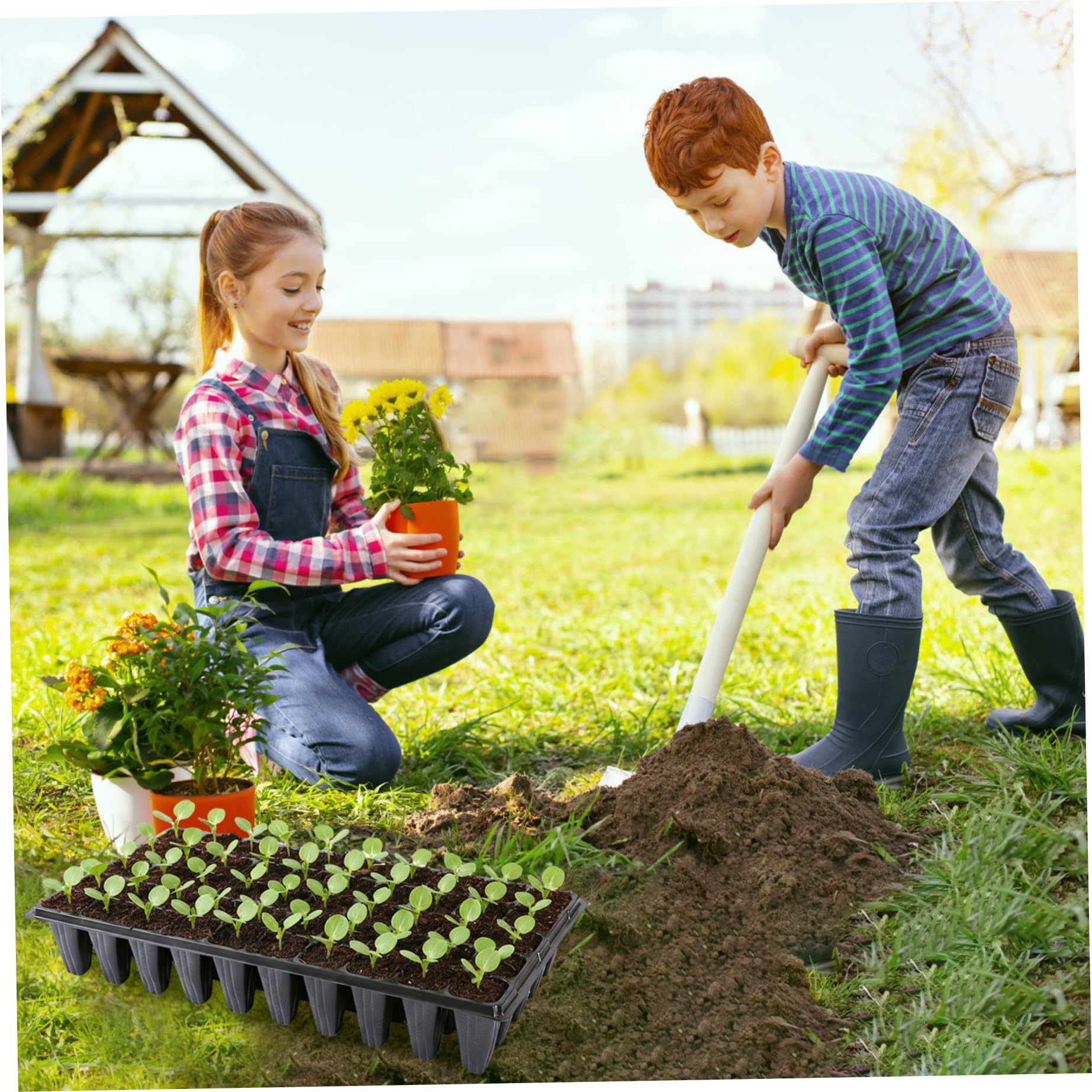 Plateaux de semis (Lot de 20) Plateaux semis Extra-Profonds à 50 alvéoles conteneurs Germination en Plastique Robuste pour serres Jardins et Agriculture Urbaine.