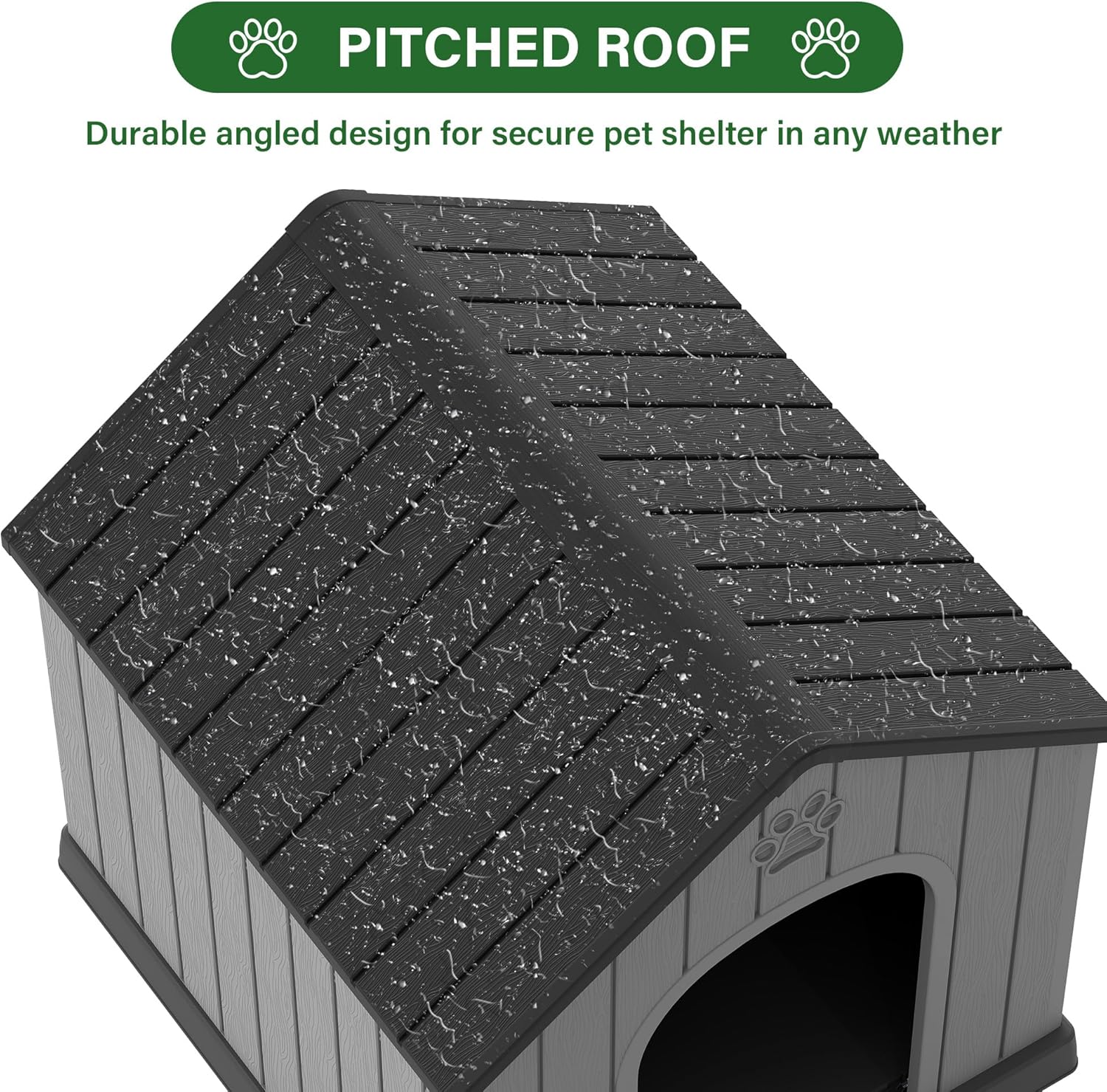 Bifanuo Large Dog House for Outdoor & Indoor, Waterproof Puppy Shelter with Air Vents & Elevated Floor, Easy Assemble Sturdy Dog Kennel for Large Dogs (Black, 36.2''L×38''W×38''H)