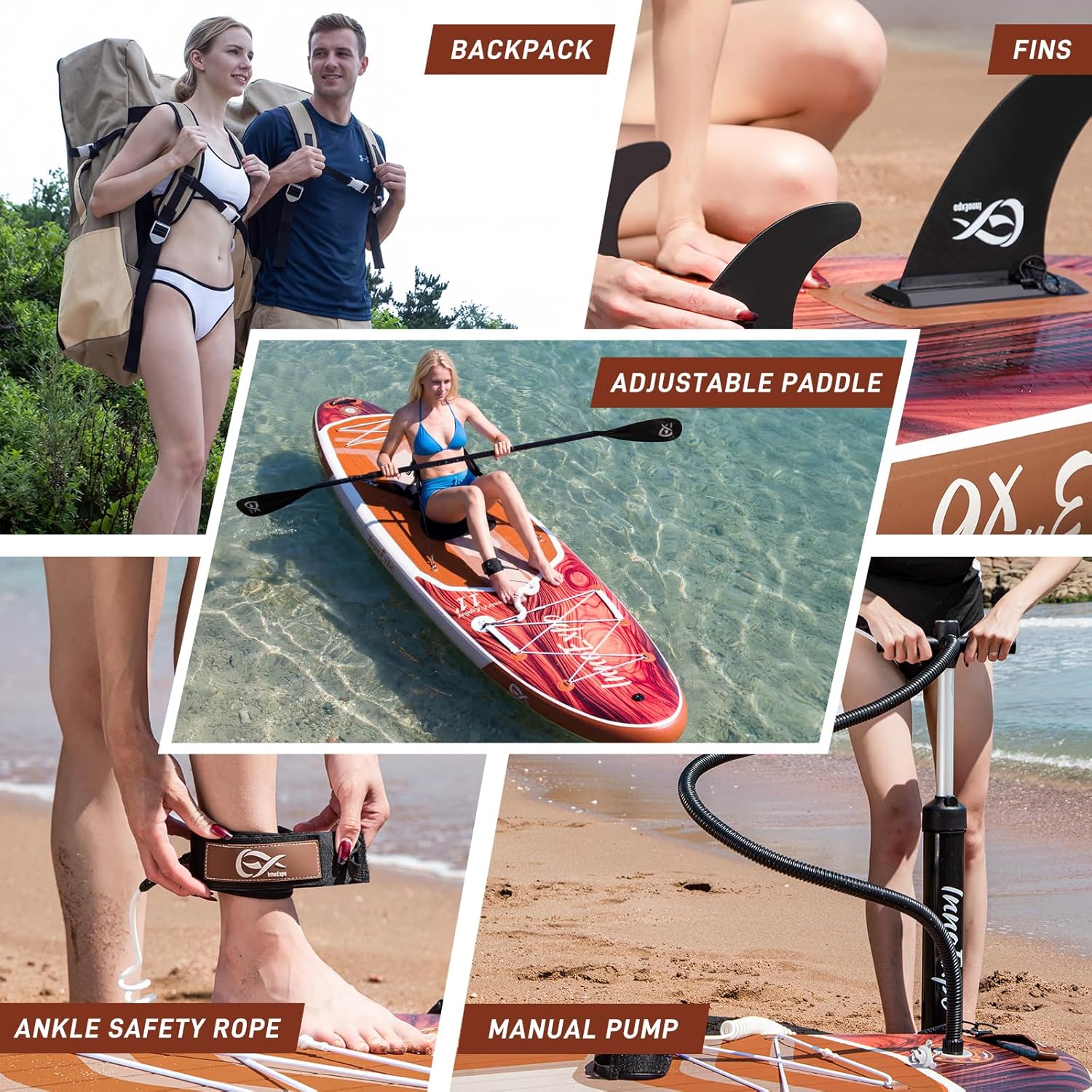 InnoExpo 11' Inflatable Stand Up Paddle Boards with Premium Accessories, Wide Stable SUP Paddle Board Design, Non-Slip Comfort Deck for Youth & Adults - Image 5