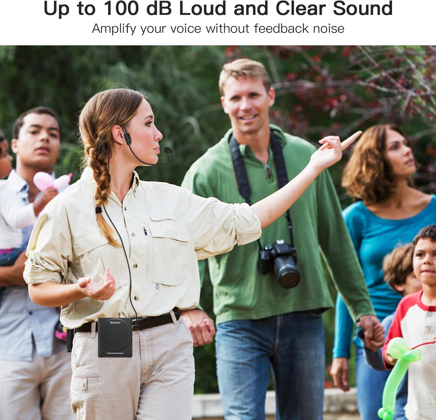 Bluetooth Voice Amplifier for Teachers, Portable Rechargeable Mini Voice Amplifier with Wired Microphone Headset, PA System Megaphone Speaker for Teachers, Singing, Training, Presentation, Tour Guide - Image 6