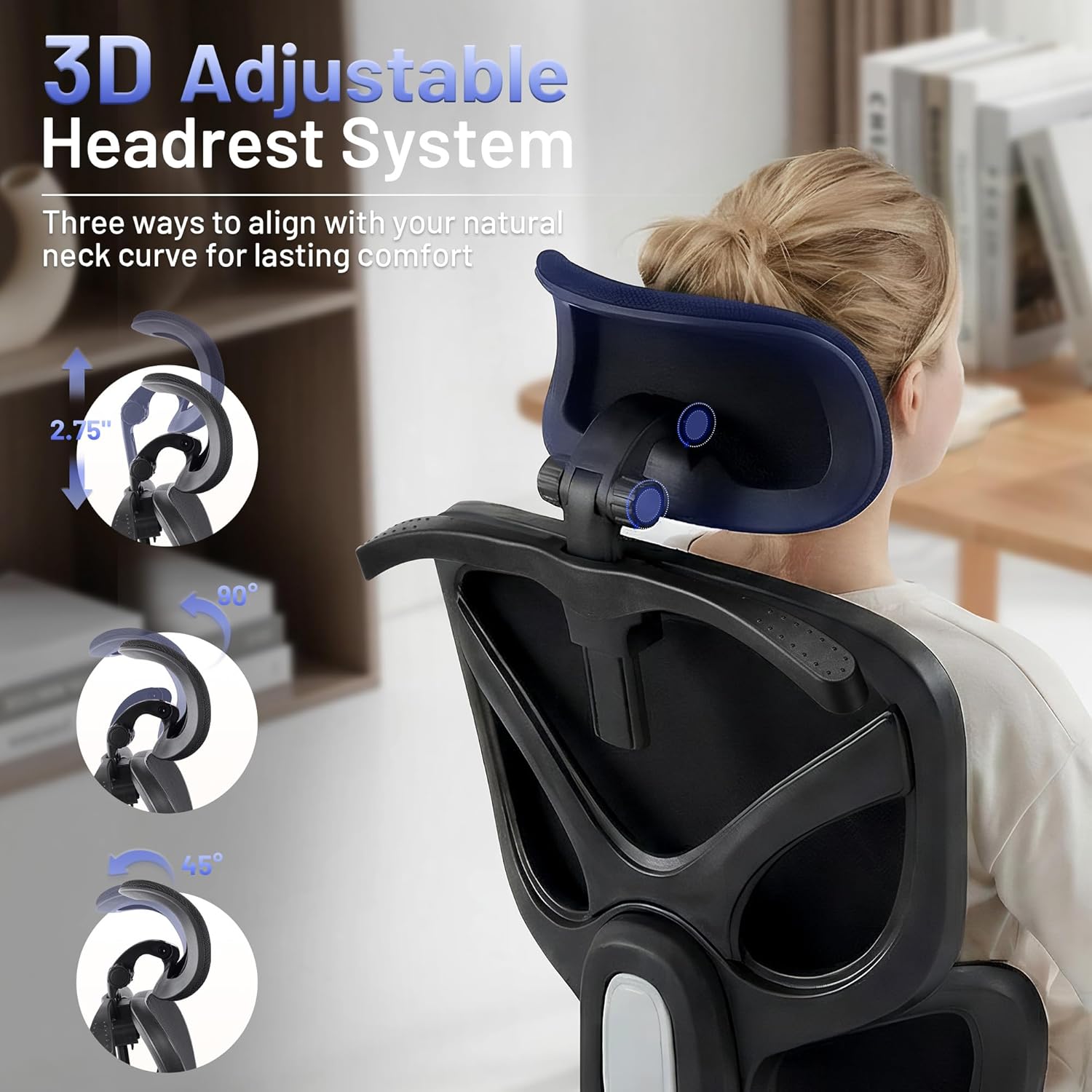 AreShark Ergonomic Office Chair - High Back Breathable Mesh Desk Chair with Lumbar Support & Adjustable Headrest - Rolling Swivel Reclining Comfy Computer Gaming Chair with 2D Armrests for Home Office