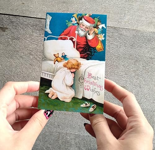 Vista 27 de PIXILUV Christmas Santa (paquete de 12) tarjetas de notas pequeñas tarjetas de felicitación # Joyful Christmas Santa Claus ~ postales de Navidad