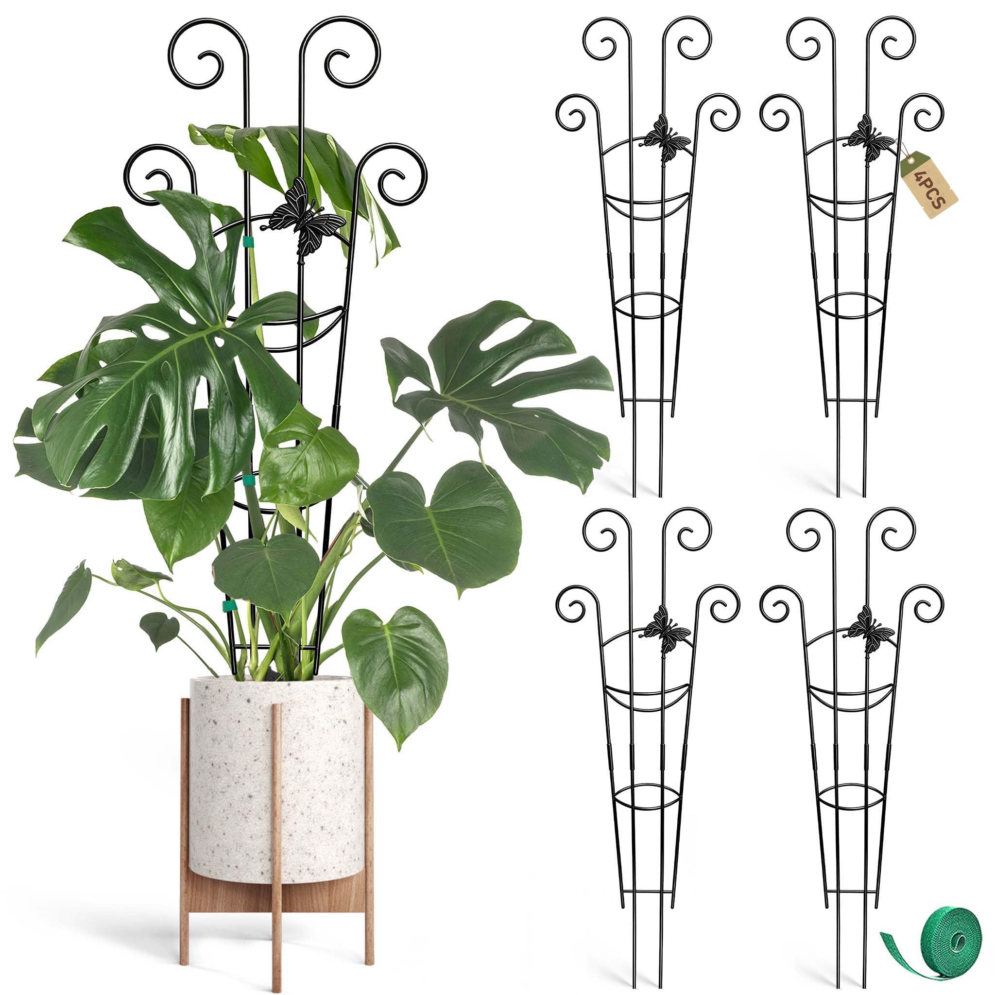 Coomin 32.6in Monstera Plant Support for Indoor Plants, 4P Trellis for Climbing Plants Indoor, Plant Climber Stakes for Potted Plants