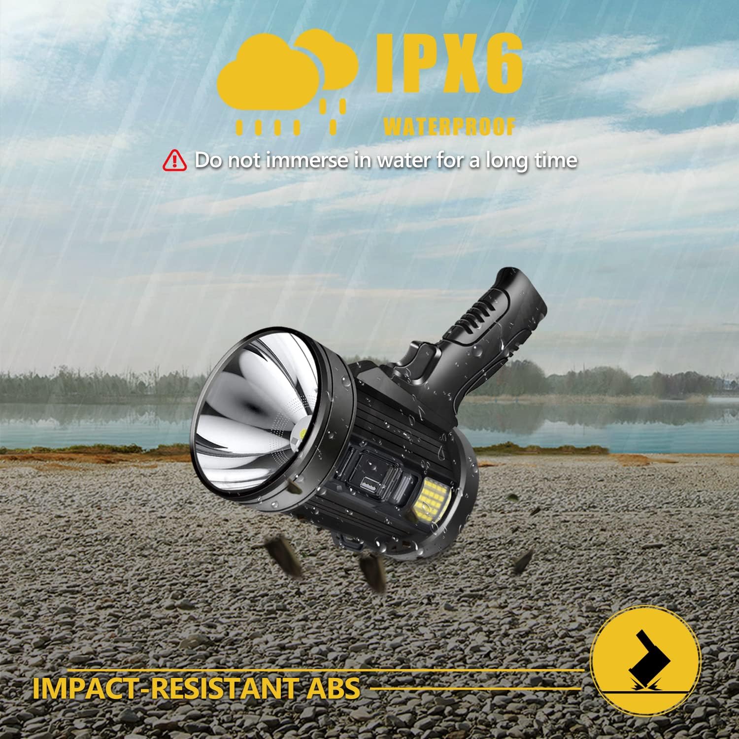 Spotlight 1000000 Lumens, 6 Modes Led Rechargeable Spotlight Flashlight As Seen on TV with Tripod, 3 Color Filters, Super Bright Solar Spot Lights Outdoor Handheld for Hunting, Boating, Large