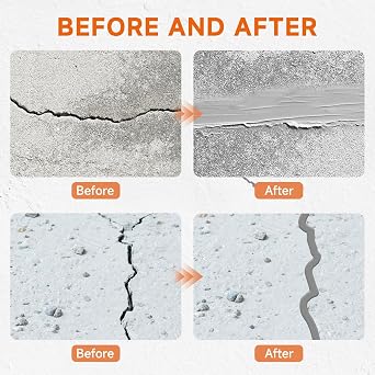 Concrete Crack Filler, Heavy-Duty Cement Crack Filler, Self Leveling Concrete Sealer for Driveway, Walkway, Patio, Waterproof Outdoor Caulking Glue, Gray, 8.8 Floz