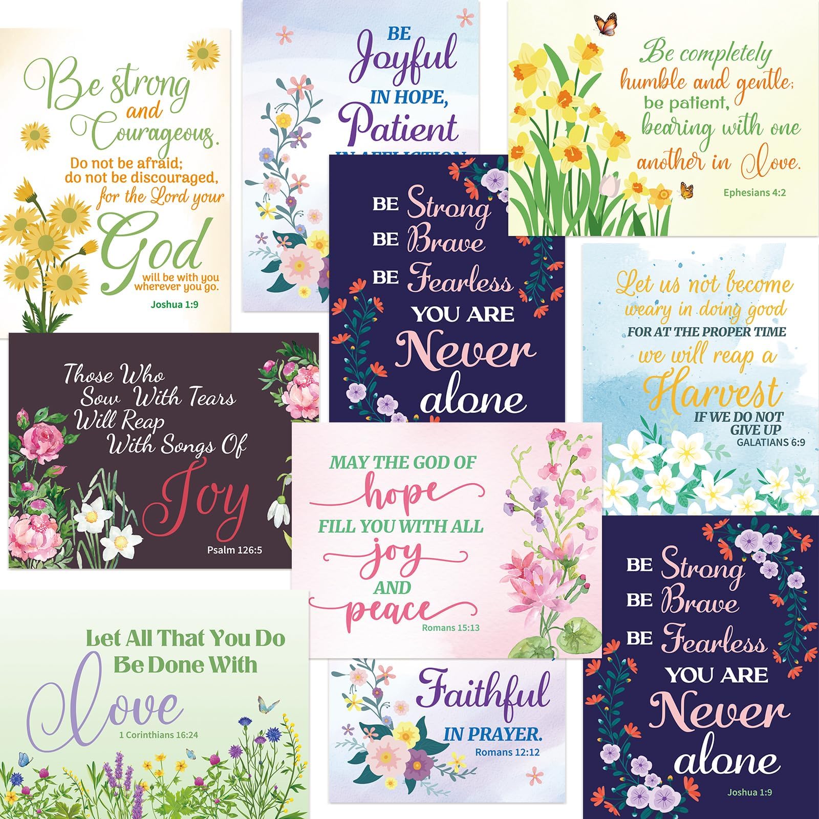 WorldBazaar Christian Greeting Cards Bulk Floral 24 Pack Religious Cards With Bible Verse Encouragement Card All Occasion Cards Assortment Envelopes Stickers