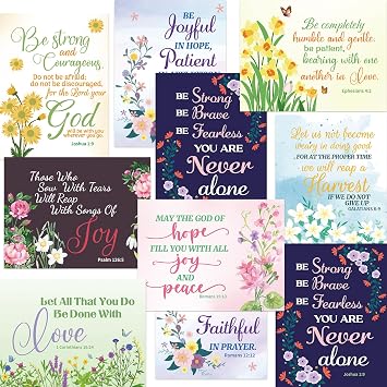 WorldBazaar Christian Greeting Cards Bulk Floral 24 Pack Religious Card | Bible Verse, Encouragement Card, All Occasion Cards Assortment, With Envelopes and Stickers