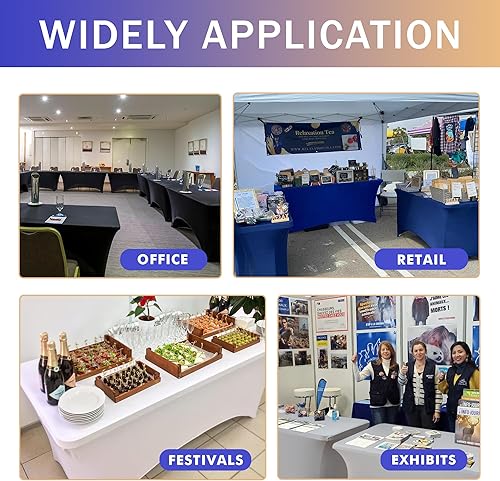 Miniatura 6 de Nasitos Paquete de 2 manteles rectangulares de elastano para mesa plegable de 6 pies, resistentes a las arrugas, para bodas, fiestas, bufé, baby