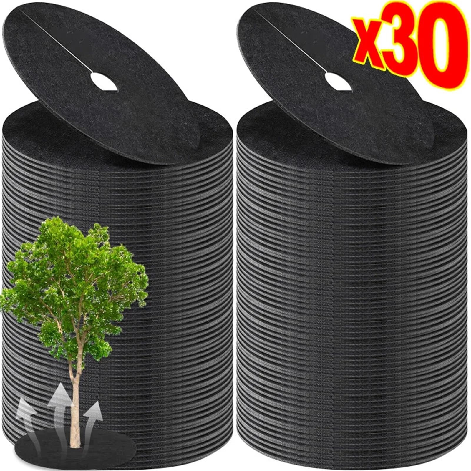 Telo Pacciamatura Anello di pacciamatura for Alberi in Tessuto Non Barriera for diserbo Tappetino da Giardino Riutilizzabile Coperta for reti Giardinaggio Pellicole in antierba | 32CM,20PCS