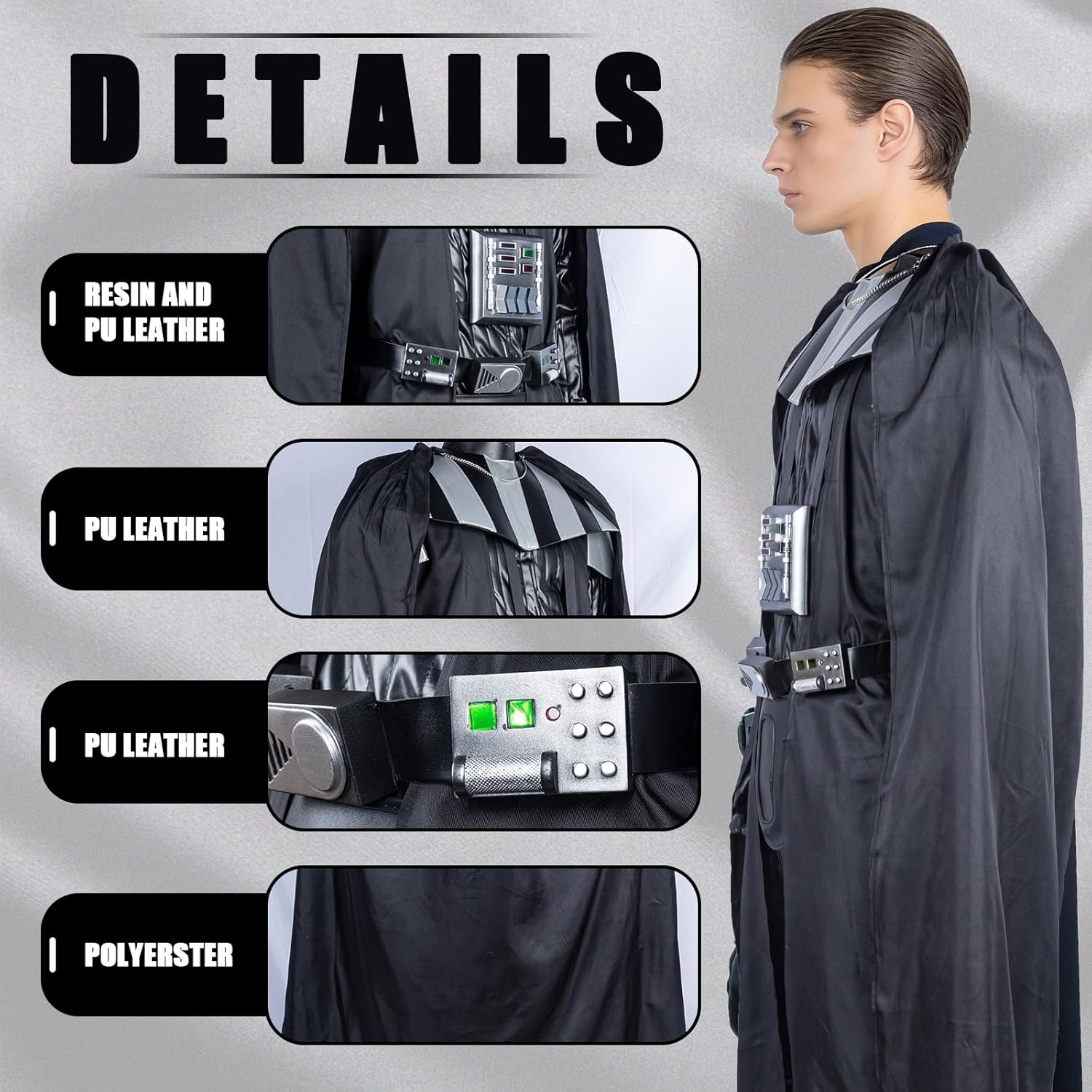 MODISTA Novelty Black Knight Cosplay Costume Suit with Chest Plate Box for Halloween Costumes Adult Dress Up