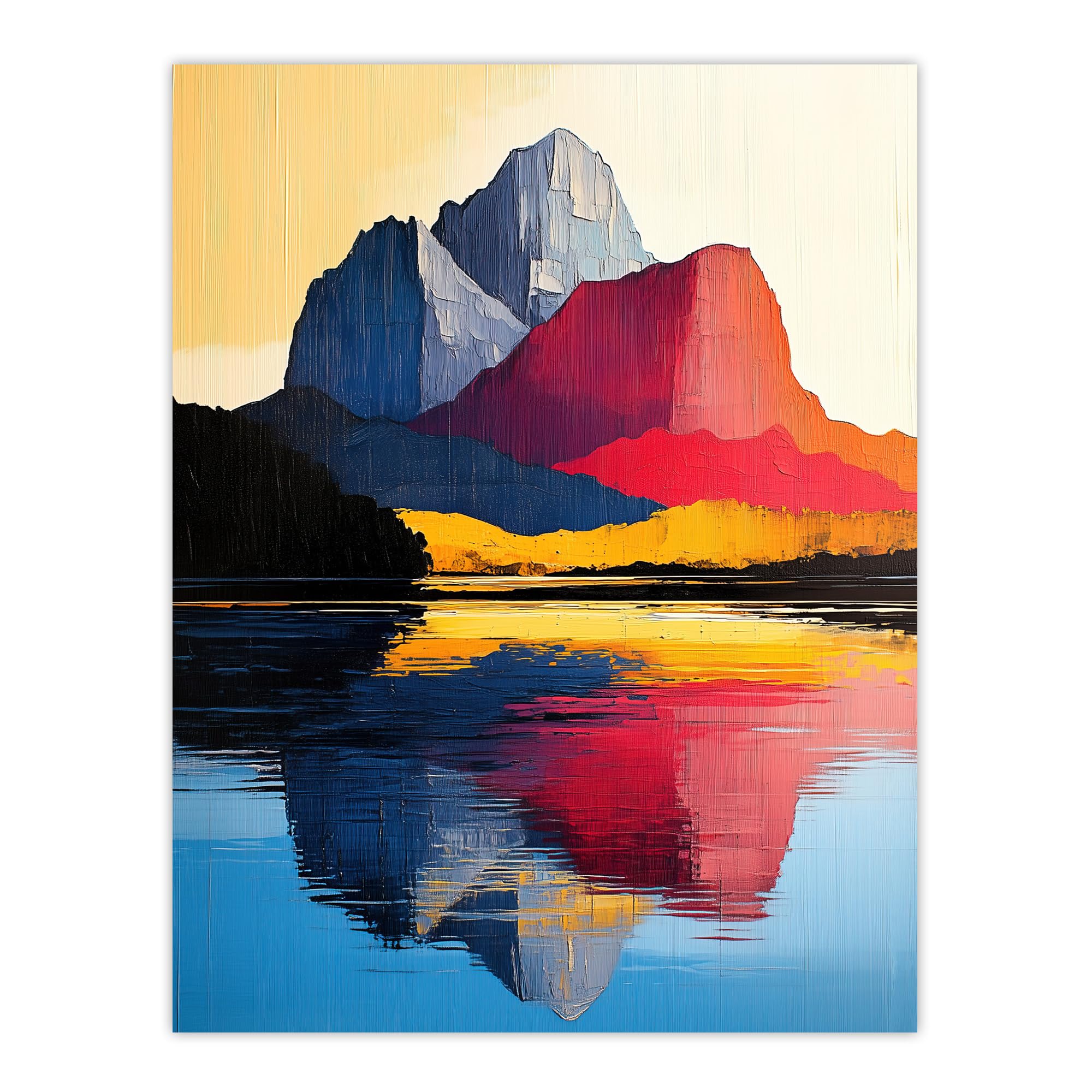 Artery8 Mount Assiniboine Abstract Mountain Lake Landscape Living Room Large Wall Art Poster Print Thick Paper 18X24 Inch