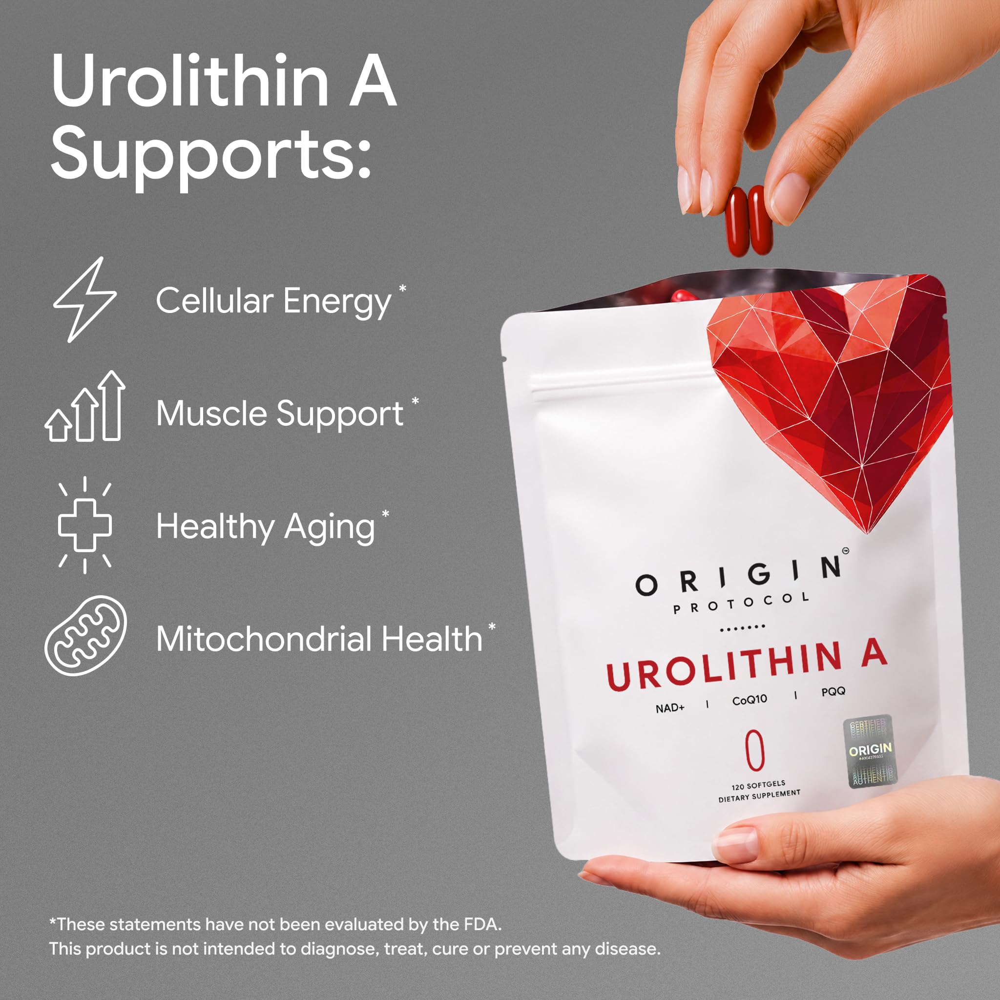 Urolithin A Supplement with NAD+, Resveratrol, CoQ10 & PQQ - Healthy Aging, Cellular Energy & Mitochondrial Health Support - 120 Softgels - 2 Month Supply — Amazon image 2