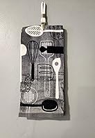 Vista 9 de Juego de toallas de cocina – 5 paños de cocina de algodón a juego gris, negro, blanco estampado y sólidos con un clip blanco para toallas