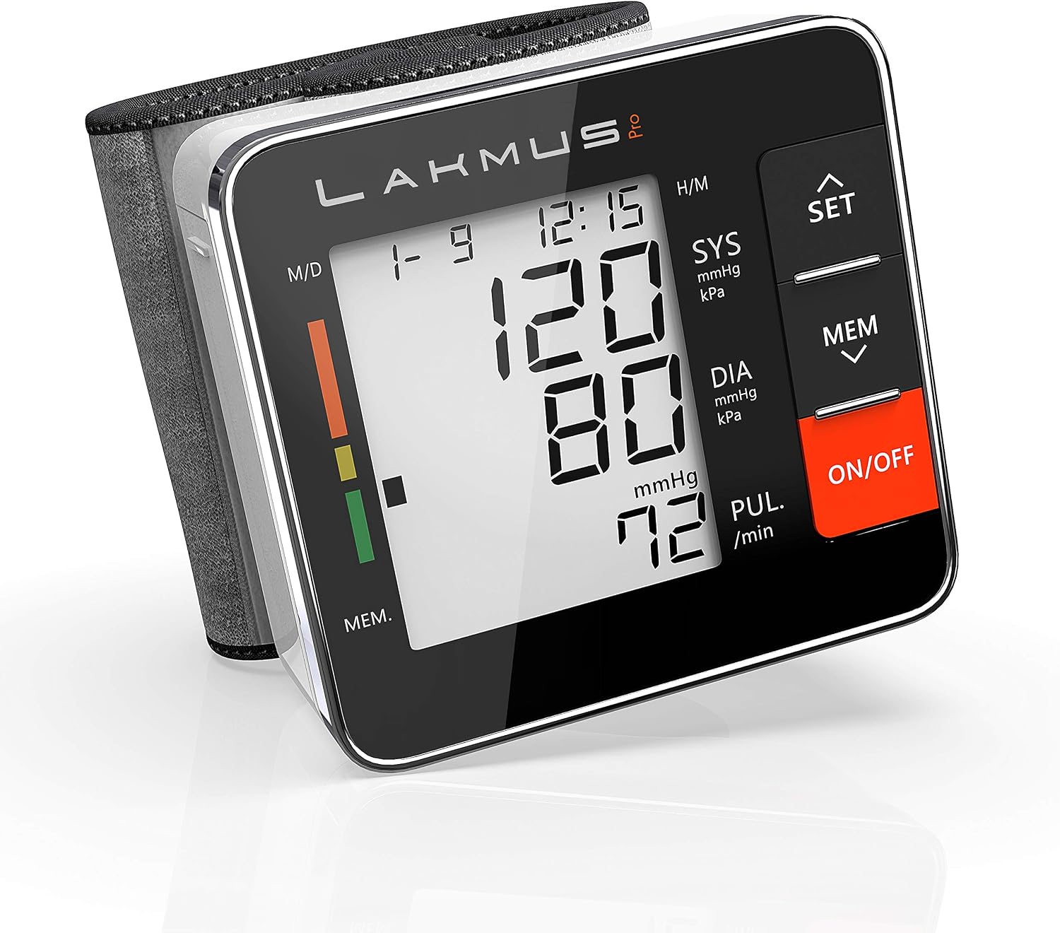 Blood Pressure Monitor Wrist Cuff - Digital BP Monitor - Fully Automatic Accurate Wrist Pressure Monitor for Home - Wrist BP Machine with Large LCD Display Carrying Case 2AAA (White) (Black)