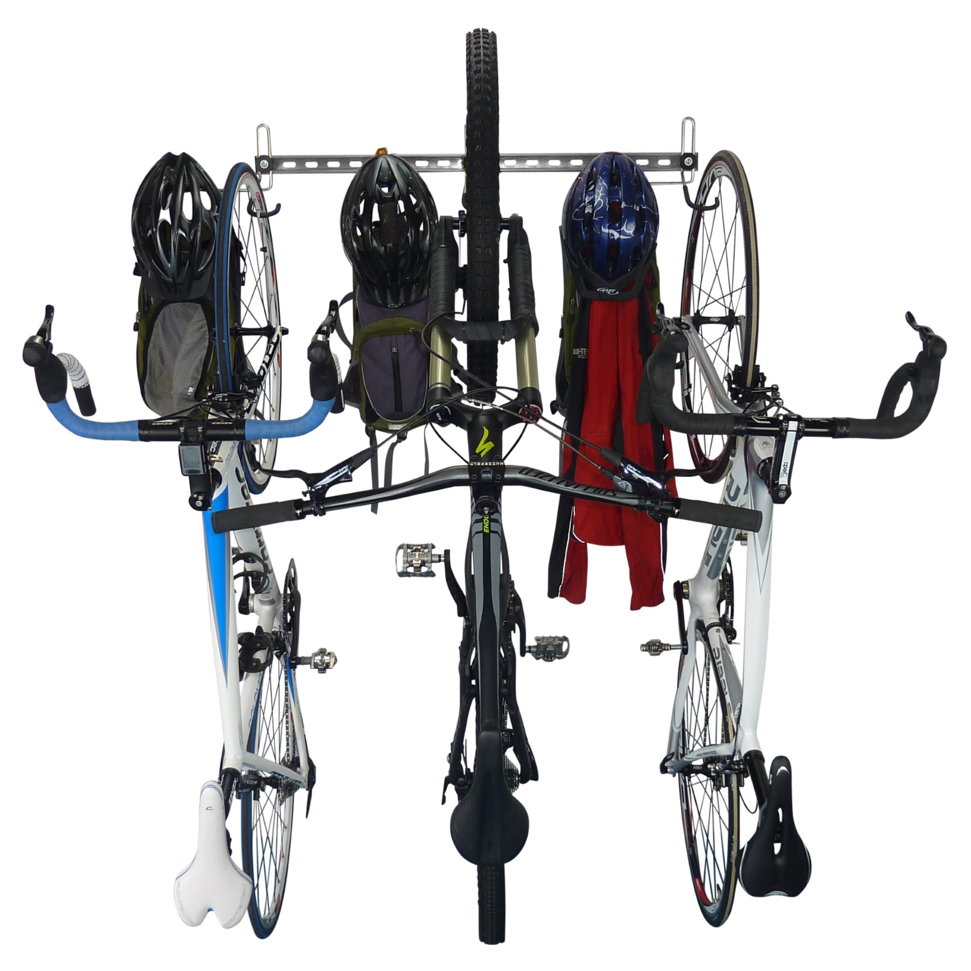 3 Bike Hook Modular System | Multi Bike Wall Hooks | 3 Bike Storage and Gear | Perfect Bike Hooks for Garage and Indoor Storage | Bike Hanging Hooks (B3) (Grey)