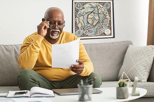 Miniatura 8 de Mercator1595 Mapa icónico de las regiones del polo norte, impresión de tierra plana, póster de arte para pared, aspecto antiguo antiguo antiguo,