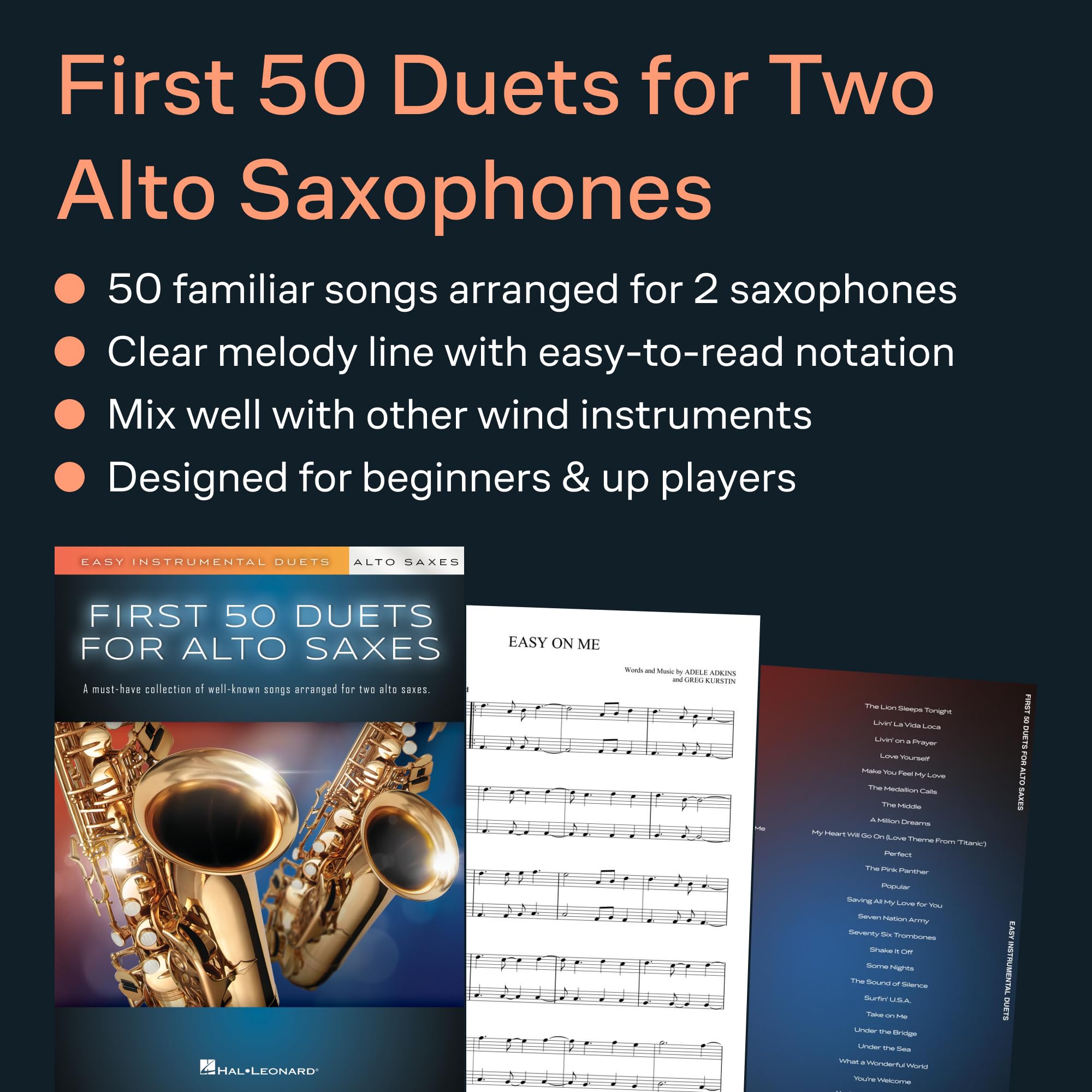 First 50 Duets for Two Alto Saxophones.: Easy Instrumental Duets