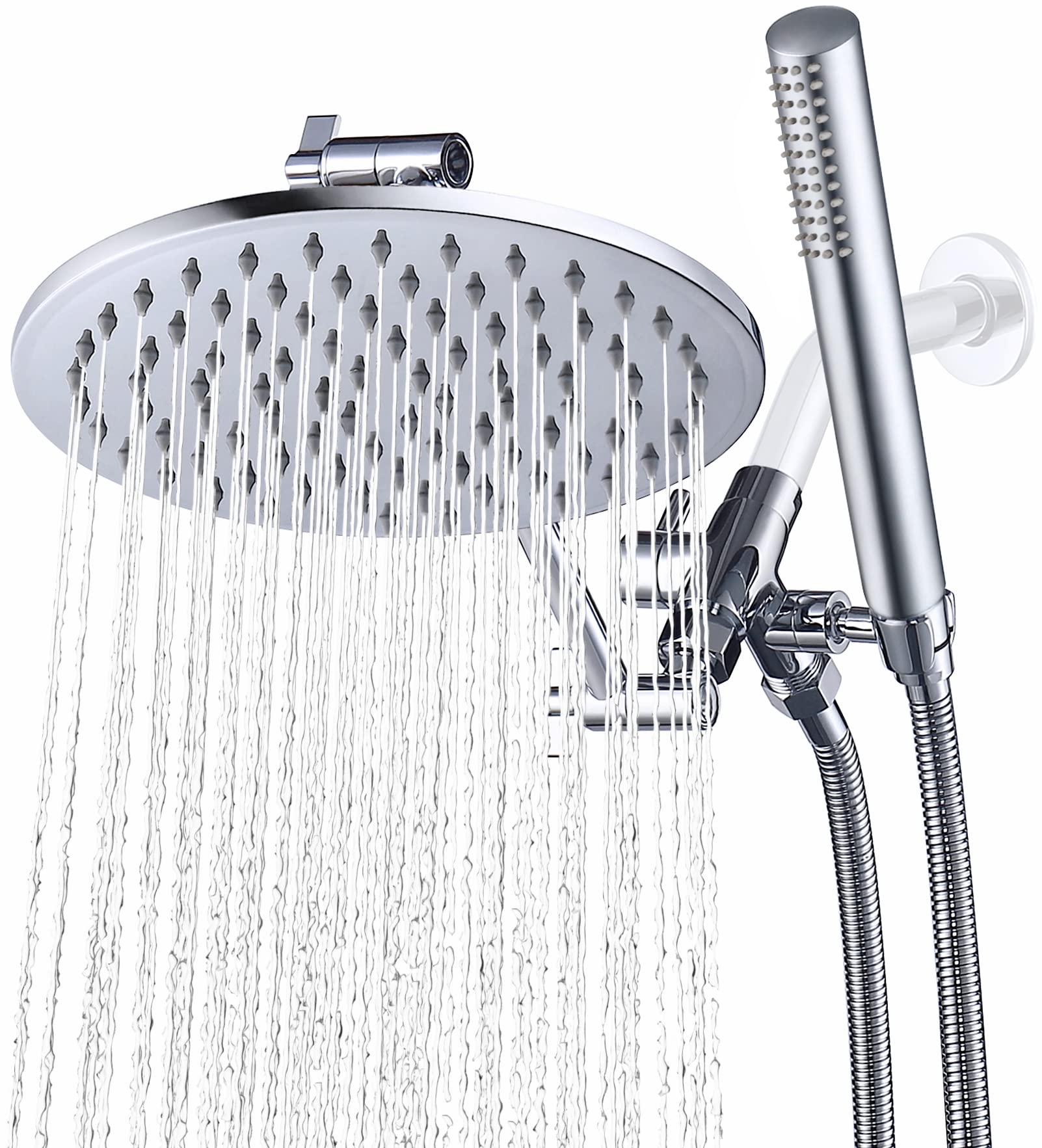 GPromise All Metal Dual Shower Head Combo 8" Rainfall Shower Head