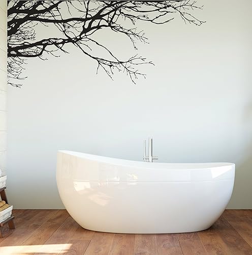Miniatura 5 de Calcomanía grande para pared con diseño de ramas de árbol, de color negro, de 44 pulgadas x 100 pulgadas, de izquierda a derecha, extraíble, no se