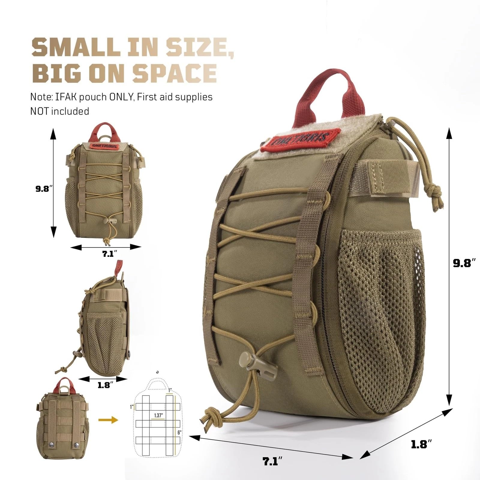 EMT Pouch Molle Ifak - Kit táctico de primeros auxilios médicos, bolsas Molle grandes, bolsa vacía solo para trauma, cintura MED para exteriores