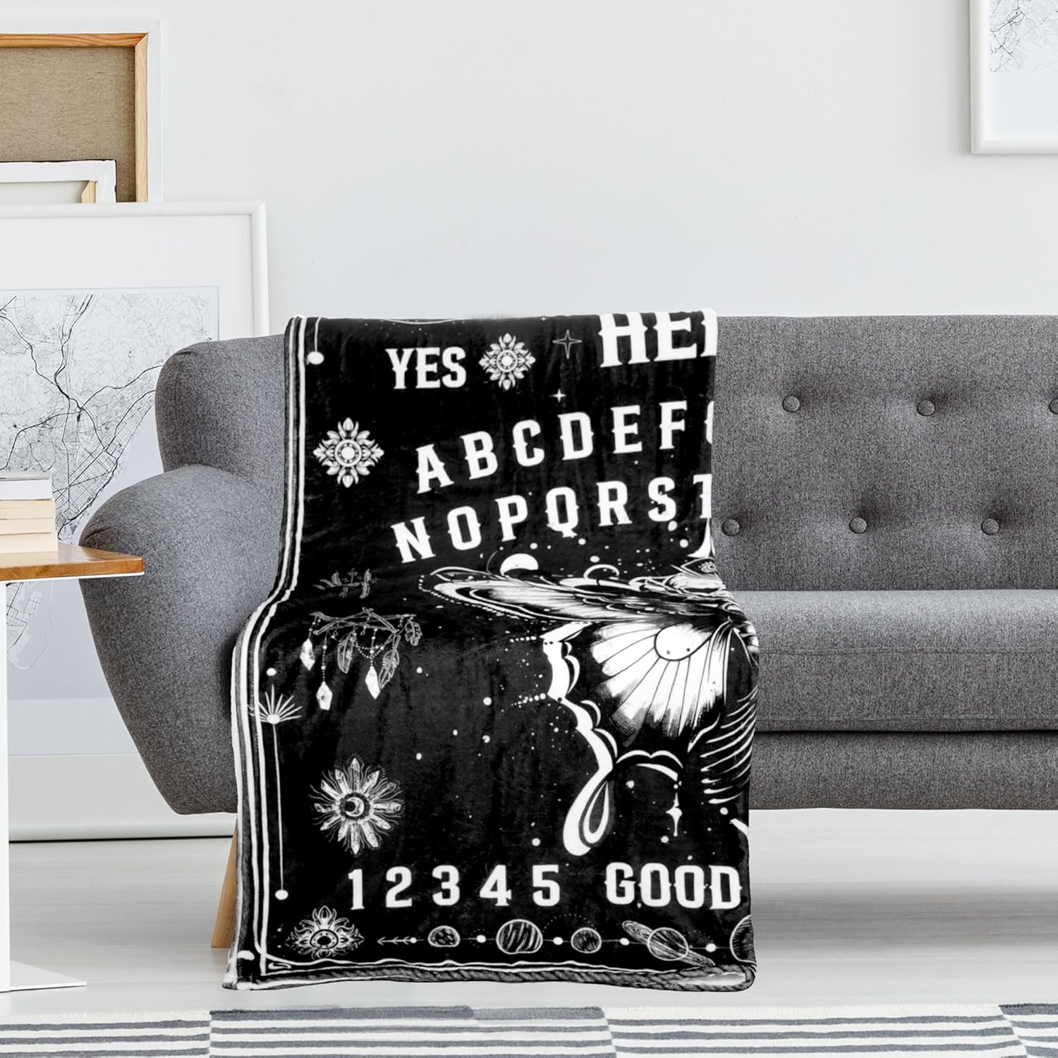 Ouija Board Throw Blanket, Gothic Witchy Spooky Design Soft Cozy Fuzzy Flannel Blanket, Occult Witch Gifts for Women Girls Halloween Home Decor (50" x 60") - Image 6