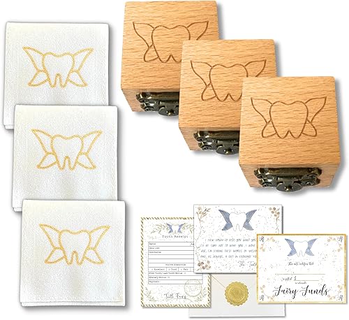 Miniatura 8 de Caja de hada de dientes y soporte para bolsa de dientes, caja de recuerdo de dientes con bolsa de hada de dientes con cierre magnético, juego de 2