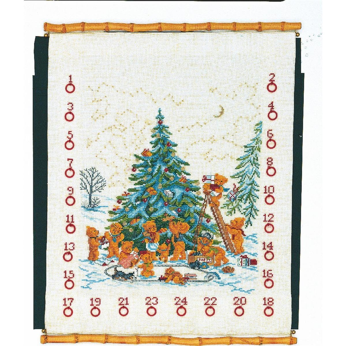 Eva Rosenstand wall hanging counted cross stitch kit ""Calendar bears"", 40x50cm,