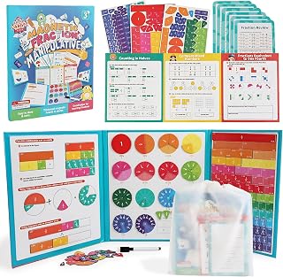 Magnetic Fraction Tiles Circles Extra Large Trifold Math Playbook Binder