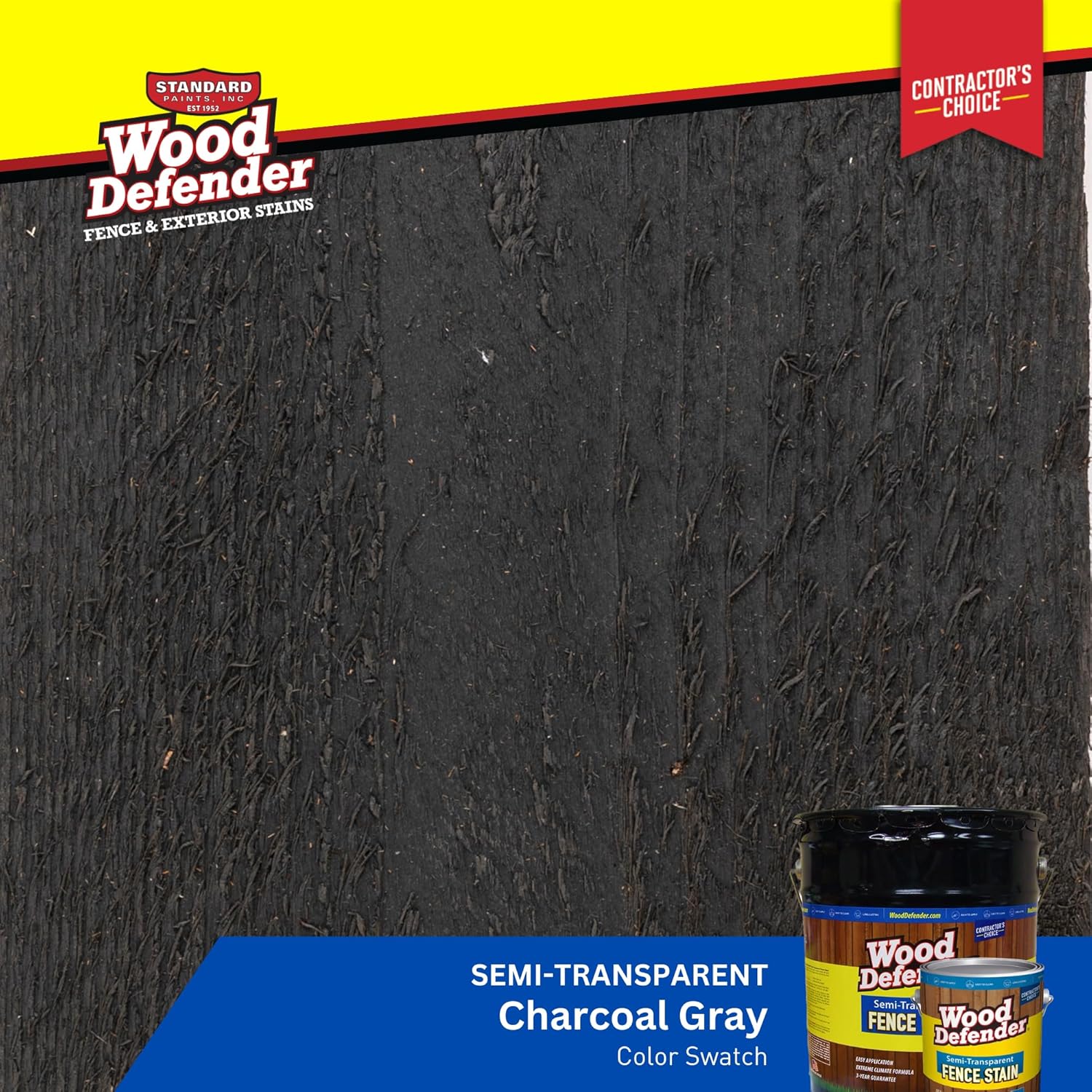 Wood Defender Semi-Transparent Fence Stain and Seal Charcoal Grey 1-Gallon | Oil-Based Exterior Fence Coating| Long-Lasting Color Protection for Wood Fences