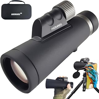 2023 New Andmars 12x56 ED High Power Monocular for Adults. Waterproof Telescope with Box, Phone Adapter and Tripod. FMC Coated & BAK4 Prism. for Birding Hiking Hunting. (Black)