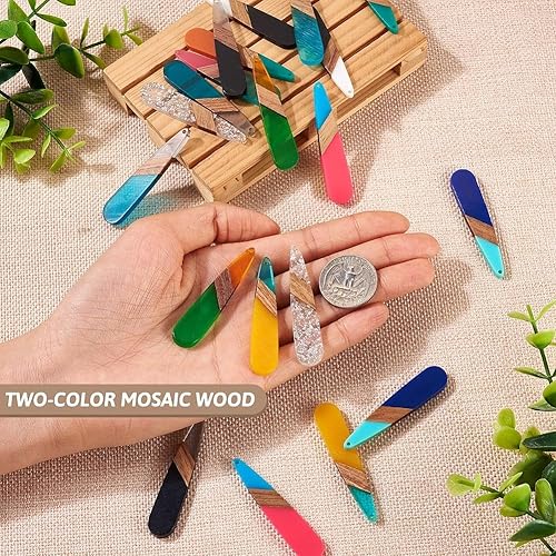 Vista 184 de Colgante de madera de resina, Resina, No es una piedra preciosa 0negro