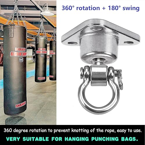 Miniatura 6 de Silent Bearing Swing Hanger resistente, a prueba de óxido SUS, capacidad de 1500 libras, rotación de 360 grados, patio de recreo, porche, yoga,