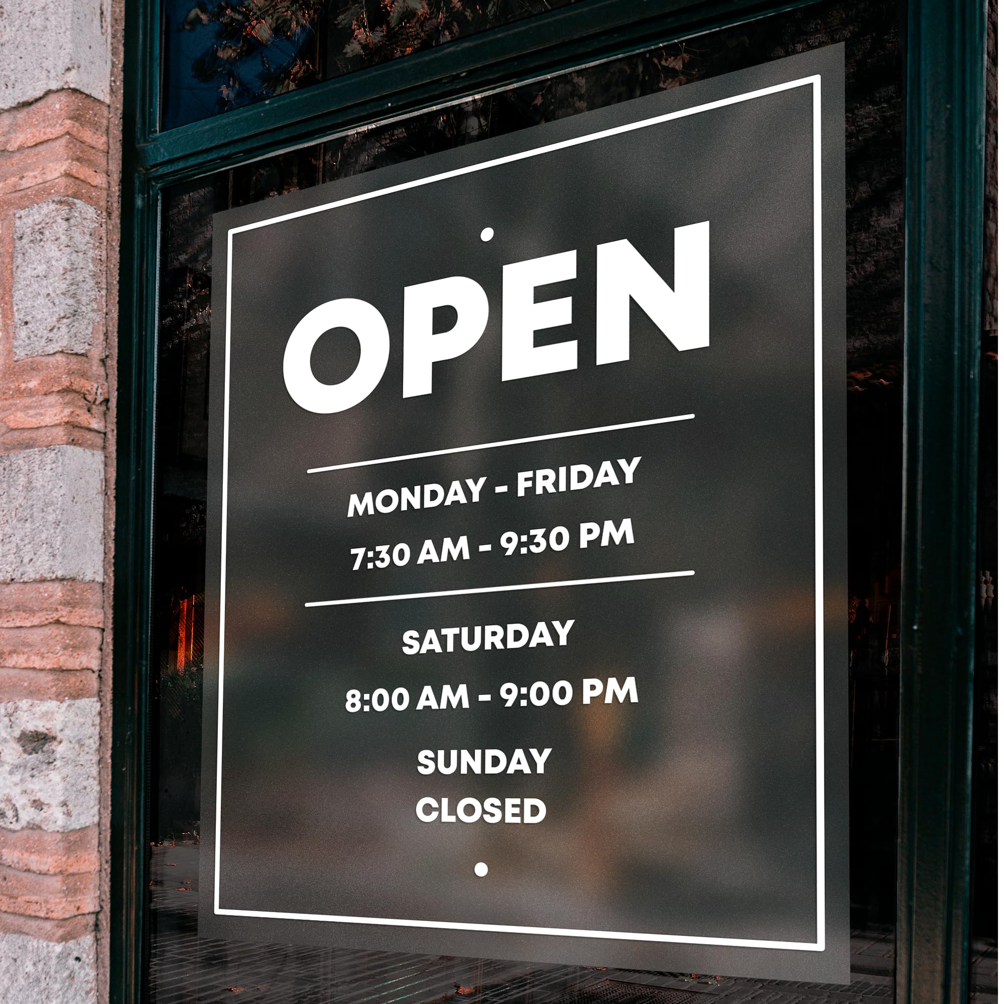 EGD 2025 Enhanced Peel & Stick Tech for Custom Business Hours Sign for Glass Door | Wall Business Hours Sign | Hours of Operation Signs for Business