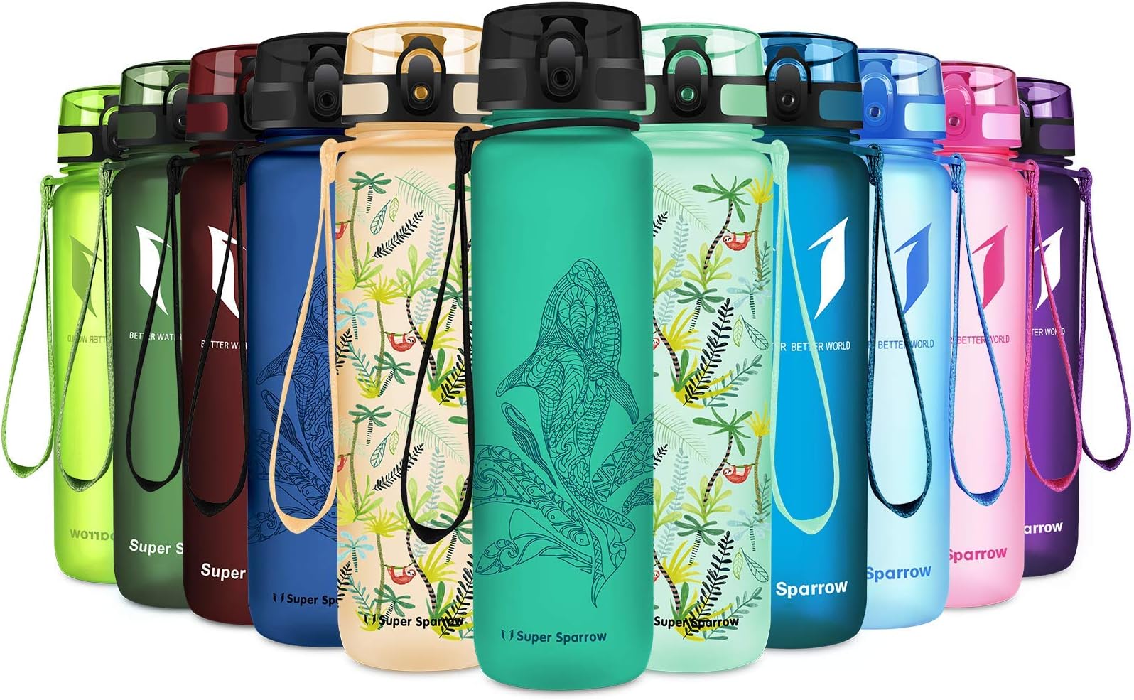 Super Sparrow Sports Water Bottle - 350ml & 500ml & 750ml & 1000ml - Non-Toxic BPA Free & Eco-Friendly Tritan Co-Polyester Plastic