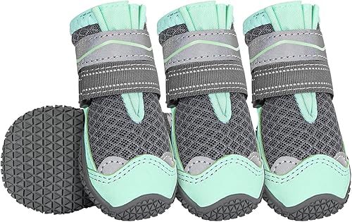 Miniatura 9 de Lukovee Zapatos para perros, botas transpirables con suela de goma antideslizante para pavimento caliente, protector de patas de perro resistente al
