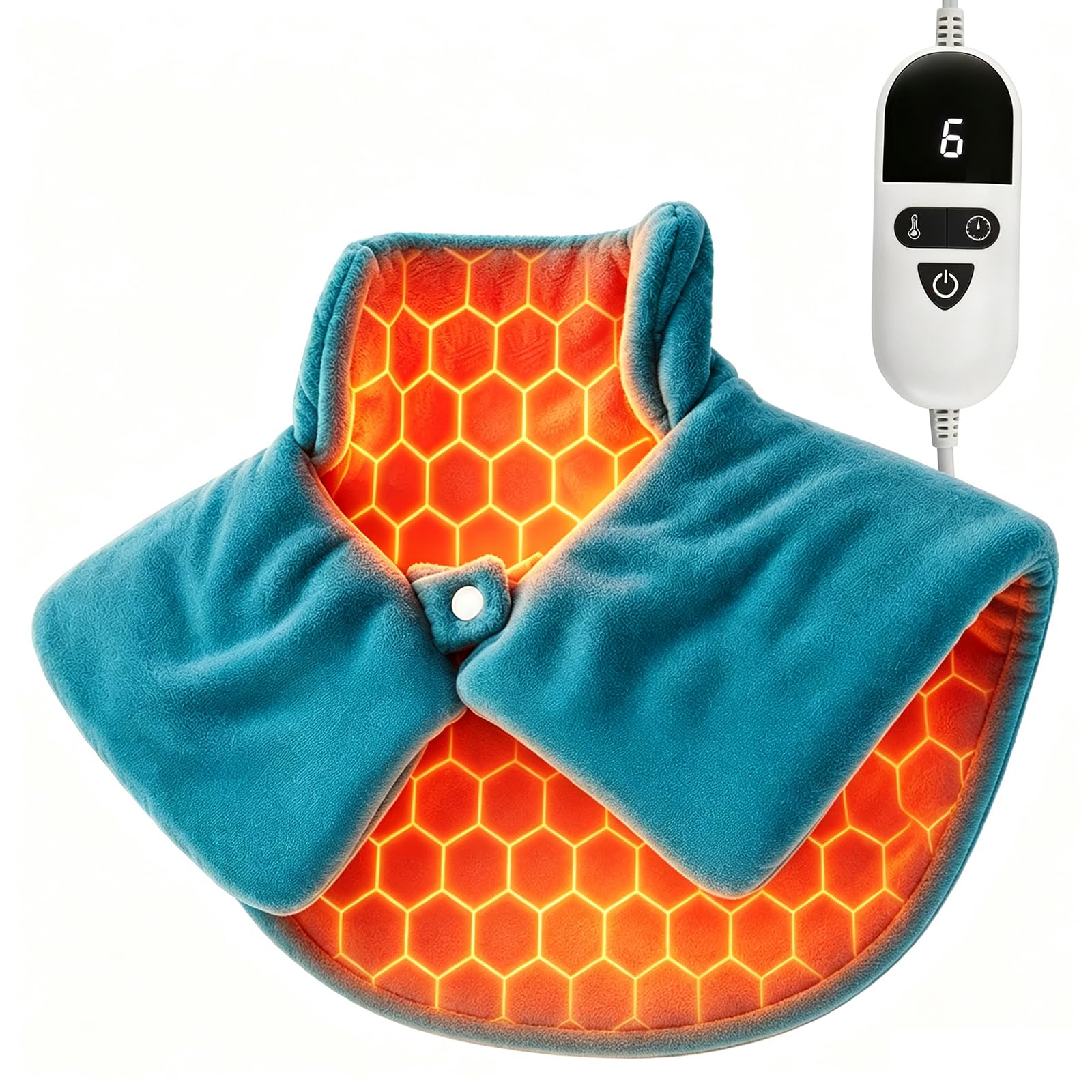 Cuscino riscaldante per collo e spalle con 9 livelli di calore, scaldacollo elettrico con calore profondo in grafene, 0,6 kg, riscaldamento rapido in 3 secondi, spegnimento automatico in 0,5-2 ore