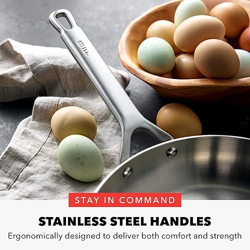 Miniatura 7 de GreenPan x Bobby Flay - Juego de sartenes para freír de acero inoxidable de 10 y 12 pulgadas, compatible con inducción, duradero, apto para