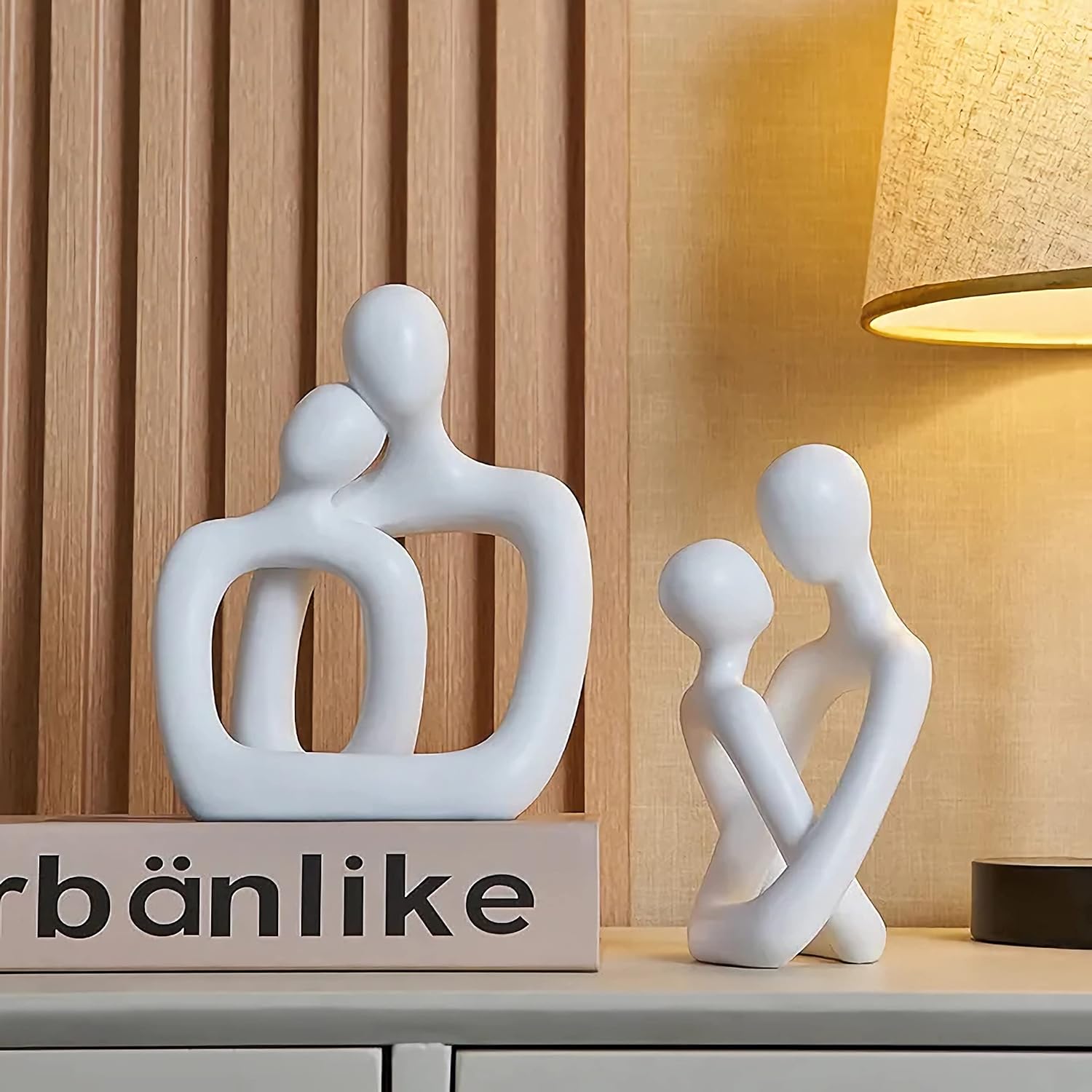 Abstract Couple Statue, Minimalist Couples Bedroom Decor, White Hugging Lovers Sculptures Modern Home Office Decor Accents, TV Stand Decorations for Living Room Aesthetic, Desktop Figurine - Image 8