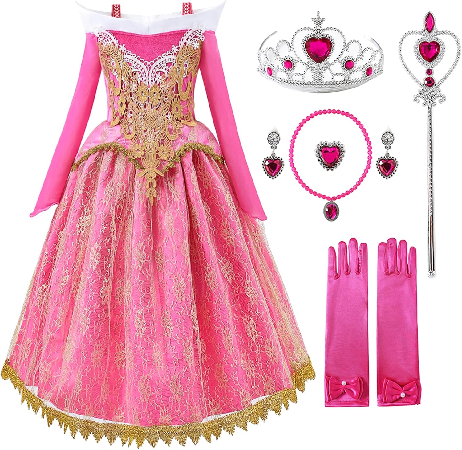 knemmy Disfraz de belleza para dormir para niña princesa aurora cosplay princesa vestido de Halloween festival