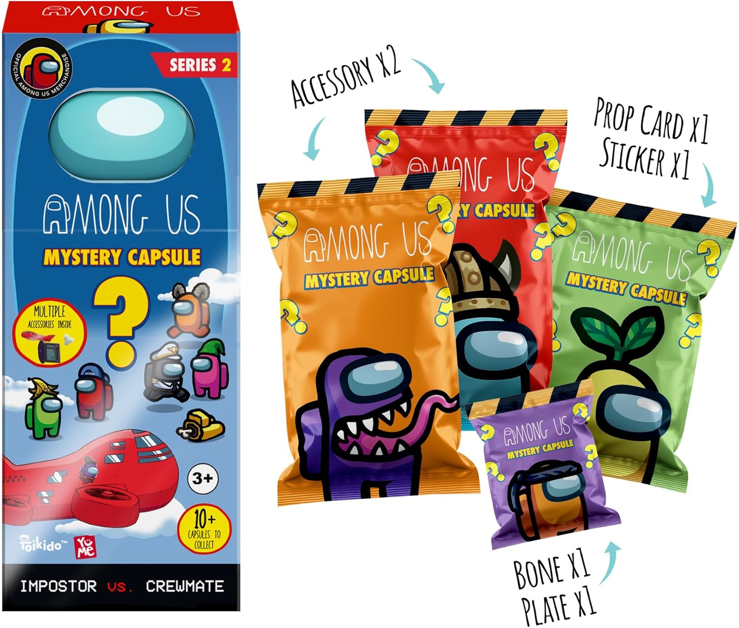 Yume Among Us Mystery Capsules – 2‑Pack Series 2 (Impostor vs Crewmate) Mini Blind Box Action Figures – Mystery Surprise Toys & Bag Accessories for Boys, Girls & Collectors