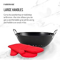 Vista 4 de Farberware Mini wok redondo antiadherente para barbacoa, 8 pulgadas, negro