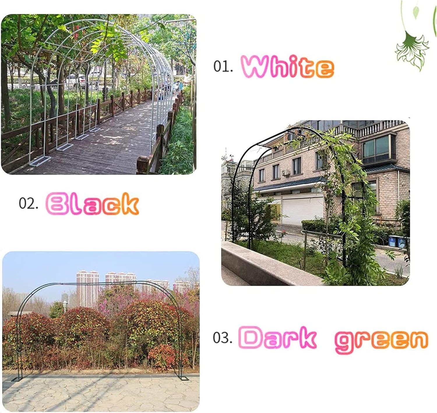 Heavy Duty Metal Garden Arch - Wrought Iron Rose Arbor for Climbing Plants, Floral Trellis, Wedding & Bridal Party Decoration, Strong Outdoor Entrance Archway Pergola