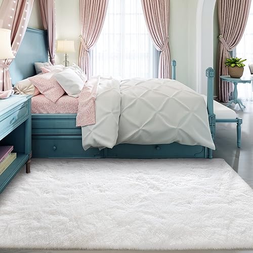 Miniatura 10 de Alfombras peludas súper suaves y esponjosas para sala de estar y dormitorio, alfombras de felpa mullida para decoración del hogar, habitación de