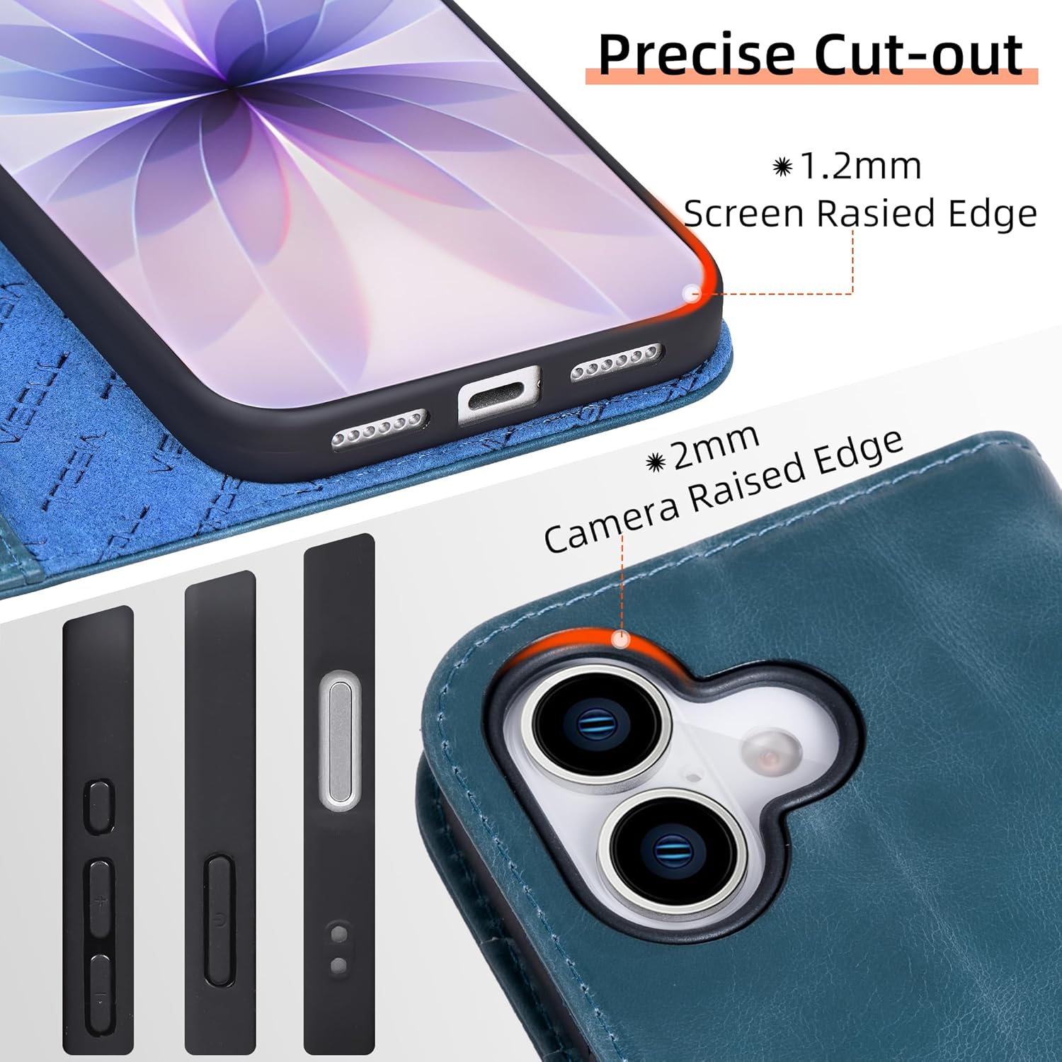 VISOUL Case for iPhone 17 Genuine Leather Wallet Case, Magnetic Flip Folio Cover with RFID Blocking Card Holders Kickstand Book Case Compatible with iPhone 17 (6.3 inch)-Blue